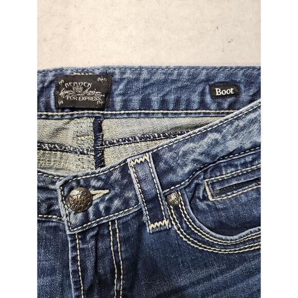 ReRock Express Jeans Womens 8 Boot Cut Flare Stretch Zipper 5 Pocket Y2K 32x32 - Picture 6 of 12